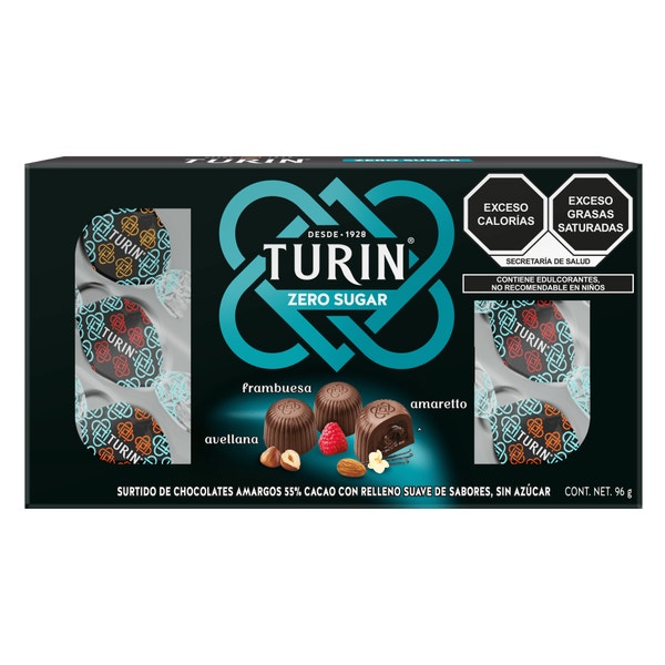 Turin Masterpieces Zero Chocolates Sin Azúcar Rellenos. Estuche 96g