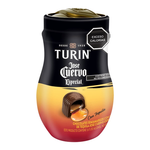 Turin Tequila Jose Cuervo Chocolate Semiamargo. Vitrolero 270g