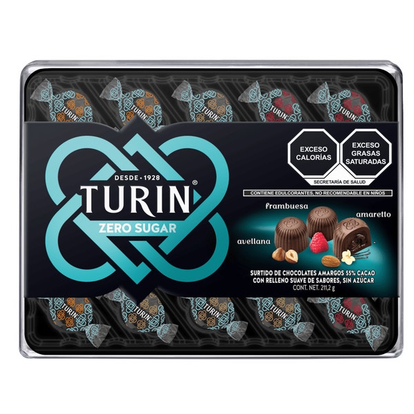Turin Masterpieces Zero Chocolates Sin Azúcar Rellenos. Estuche 211g
